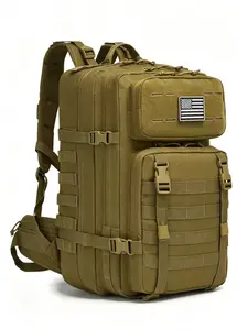 45L Large Capacity Molle Tactical Backpack, Waterproof Durable Outdoor Travel Bag, 15.6 Inch Laptop Compartment, Ergonomic Load Relief