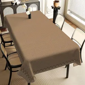 1PC desktop decoration products, creating a dining atmosphere, table decoration, high-end, simple, classic solid color, brown, patterned border pattern, new light luxury high-end printed tablecloth, used for restaurant and desktop protection.