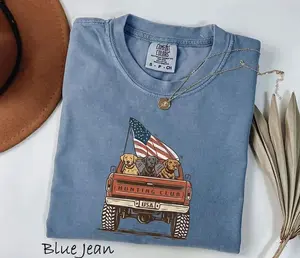 Comfort Colors Labrador Hunting Club Vintage Graphic Tshirt Patriotic Dog Lover Tee USA Flag Truck 4th Of July Tee For Dog Owner Dog Mom Gifts, Unisex Shirt