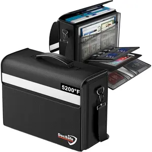 Fireproof Document Bag with Multiple Pockets,5200°Large (17"x12.5"x7.2") File Organizer Fireproof Waterproof Bag Important Document Holder Home Office Filing Storage for Valuables
