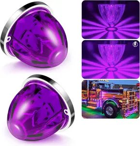 Pcs Purple Watermelon LED Strobe+Constant Marker Lights Dual Function Watermelonshaped Side Marker Clearance Tail Top Cap Roof Lights for Trailer Truck Semitrailer Heavyduty Truck Bus Van