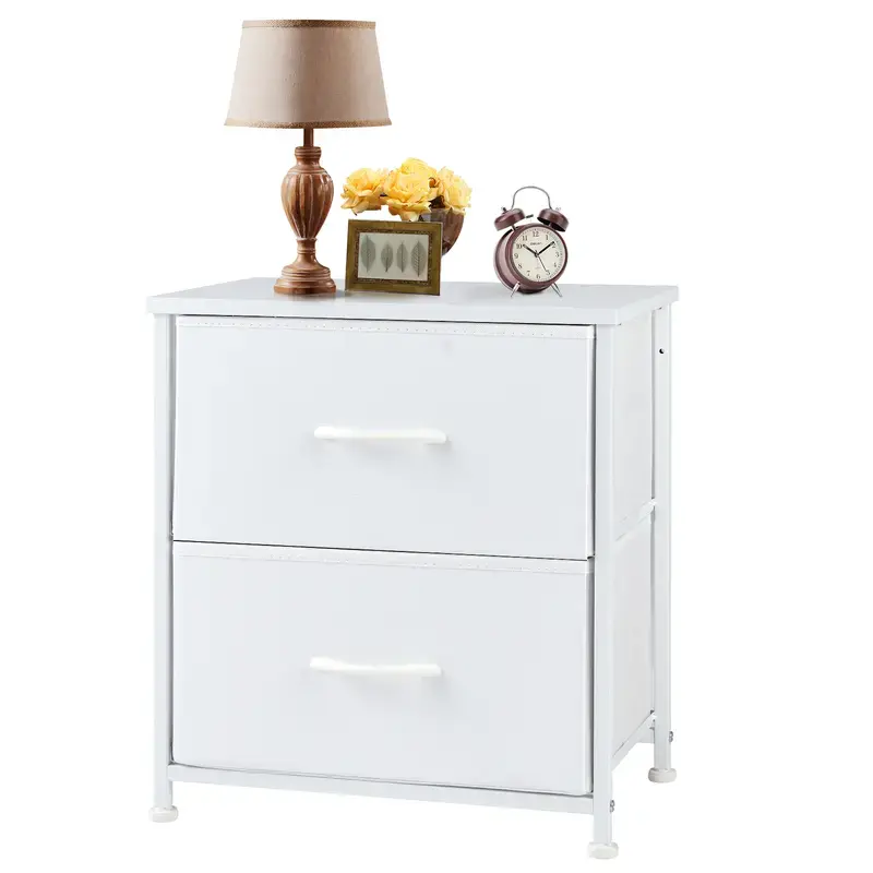 DUMOS 2-Drawer Fabric Bedside Table - Adjustable, Drawer-Equipped, Non-Scratch, Dual-Use, Assembled Multi-Functional Furniture for Bedroom, Living Room, Adjustable Bedside Table, Drawer-Equipped Bedside Tables