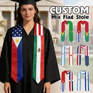 Custom Mixed Flag Graduation Stole Personalized Sash Class of 2026 Flag Stole Gifts