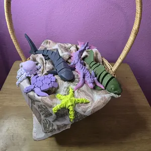 3D Print Under the Sea Basket Bundle with Colorful Sea Creatures and Starfish for Kids