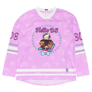 Hello DJ 808 Kawaii Pink Rave Jersey - Kitty Anime Aesthetic Rave Shirt - Soft Girl Pastel Festival Outfit - Oversized Unisex EDM Party Top