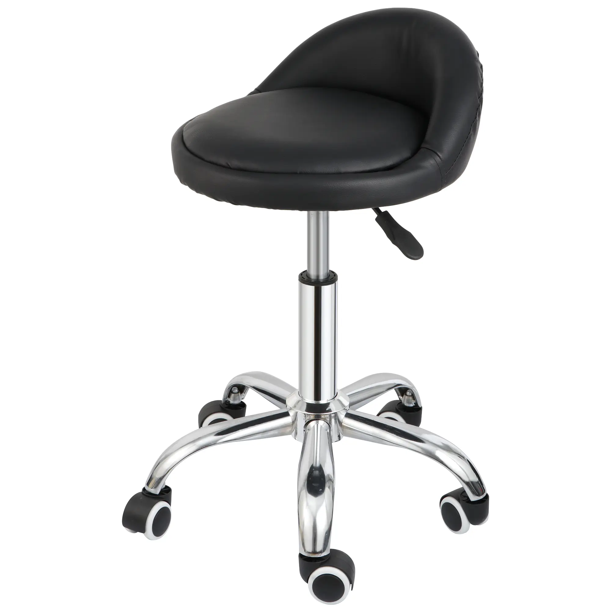ZENY 330lbs Adjustable Hydraulic Rolling Stool - PU Leather Swivel Wheel Hydraulic Chair, Ergonomic Easy-Setup Stool for Massage Spa, Home Office (Black),summerwins