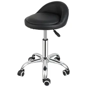 ZENY 330lbs Adjustable Rolling Stool PU Leather Swivel Salon Stool with Wheels for Massage Facial Spa Tattoo Home Office Chair Black
