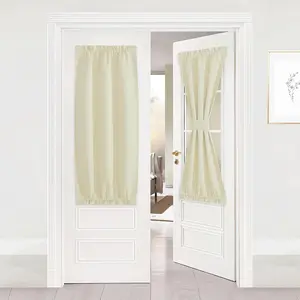 NICETOWN Sidelight Door Curtains 50 Inches Long for Side Windows Thermal Insulated Privacy Farmhouse French Door Curtain Panel with Adjustable Tie Back, 25x50 Inch Length, 1 Panel, Light Beige