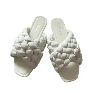 White Braided Sandals - Breathable Design, Ideal for Summer Footwear