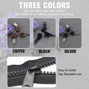 6 pieces/set of black or brown Instant Zipper universal Instant Fix Zipper repair kit replacement Zip Slider new sewing zipper