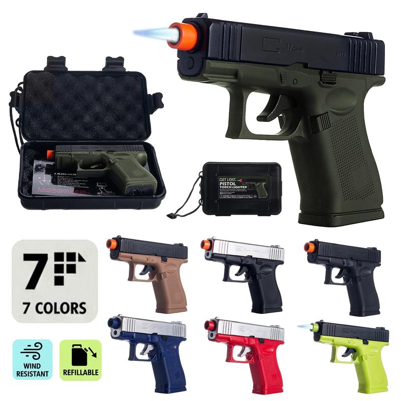 Windproof Torch Lighter, With Case, Adjustable Jet Flame, Refillable, Design Ideally for Daily Use Cooking, Outdoor Activities [Butane not included]