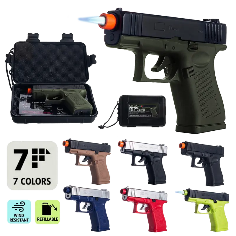 Windproof Torch Lighter, With Case, Adjustable Jet Flame, Refillable, Design Ideally for Daily Use Cooking, Outdoor Activities [Butane not included]