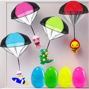 4 Pack Prefilled Easter Eggs with Parachute Toys - Ready-to-Hide Basket Stuffers & Egg Hunt Prizes. Fun for Kids, Teens, Classroom Parties, and Treasure Boxes