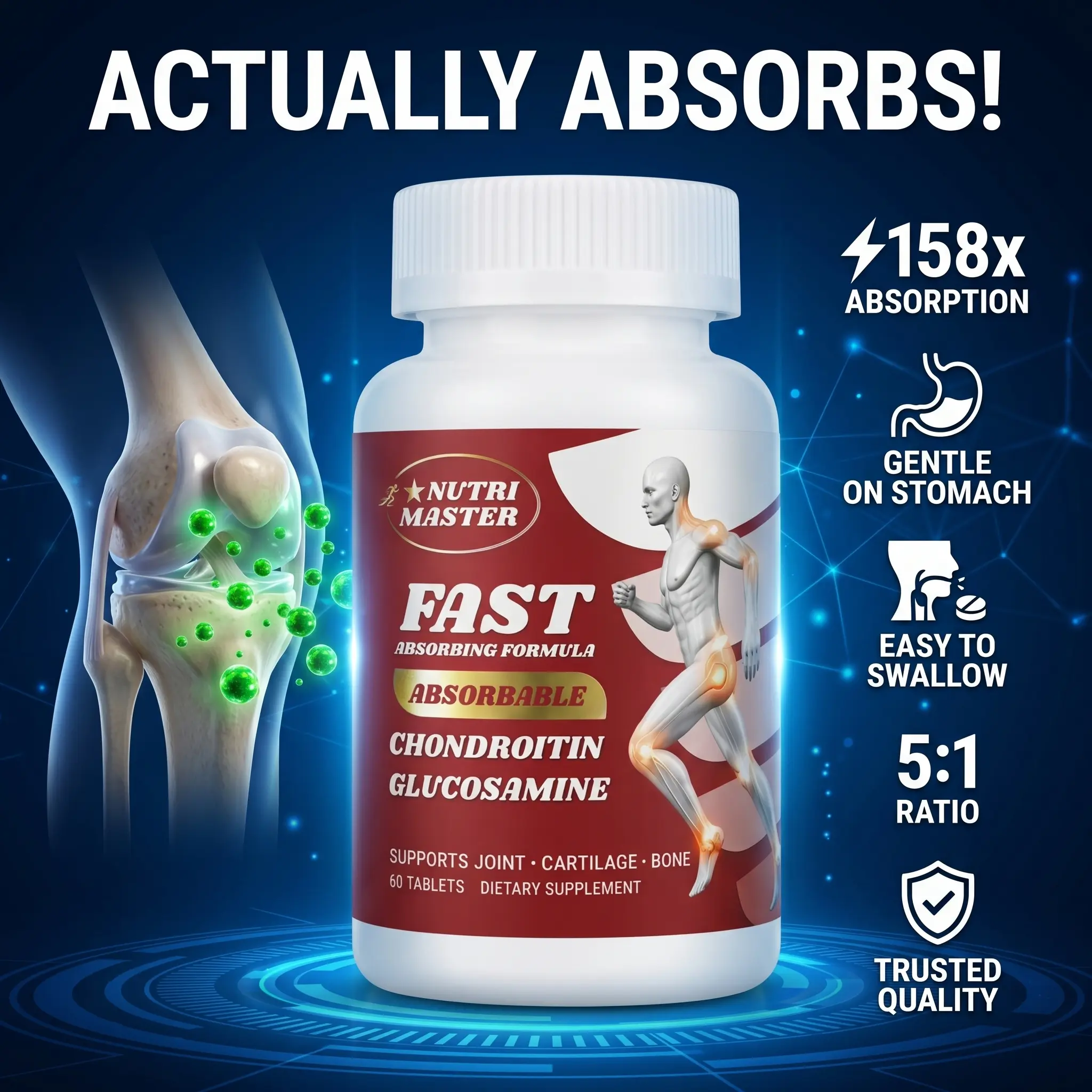NATURASTAR INC Move Freely Again Joint Support Formula - Fast-Absorbing Chondroitin, Glucosamine Healthcare Supplement for Daily Knee Mobility