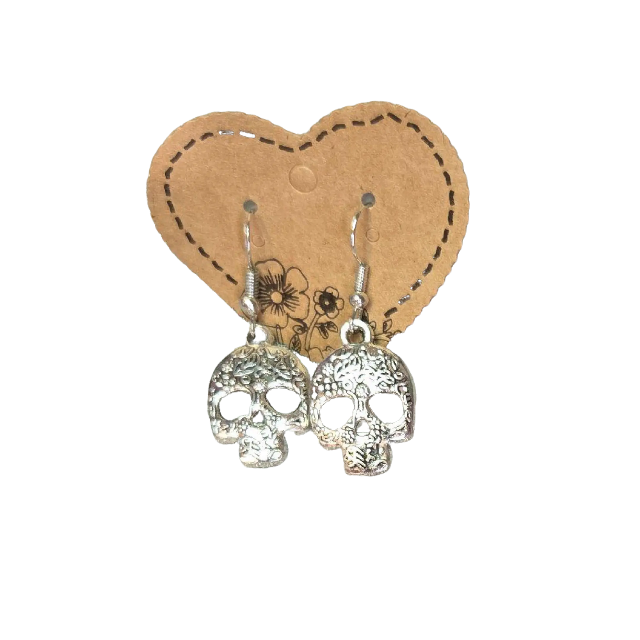 Hook Earrings with Whimsical Carved Skull Charm - Spooky Gothic Jewelry for Women, Unique Design Halloween Costume Accessory, Earring Hooks, Unique Design Earrings