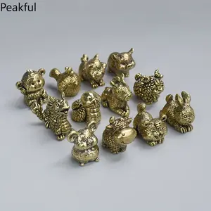Chinese Zodiac Copper Statue, Copper Animal Ornament, Rat, Tiger, Rabbit, Dragon, Horse, Sheep, Monkey, Chicken, Dog, Pig Figu