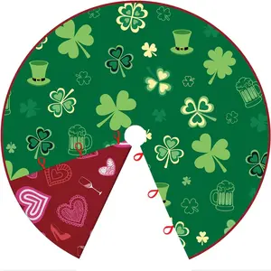 St Patricks Day Tree Skirt 36In, Patrick's Day Green Shamrock Clover Tree Skirt Decor Double Sided, St Patricks Day Trees Mat Home Decor, Patrick's Day Trees Mat for Holiday Party Indoor Decor