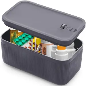 Small Lockable Medication Lock Box with Combination Code for Phone Medicine Food Personal Items, Suitable for Home Refrigerator Office Travel Gift