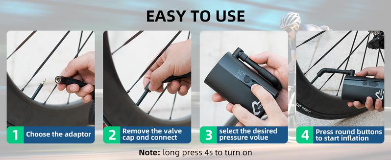 ROCKBROS 150PSI Mini Electric Bike Pump, 32s Fast Inflation, 5000mAh Bbattery, Bike Tire Pump with Digital Gauge, Auto-Shutoff, Compatible with Presta and Schrader Valves