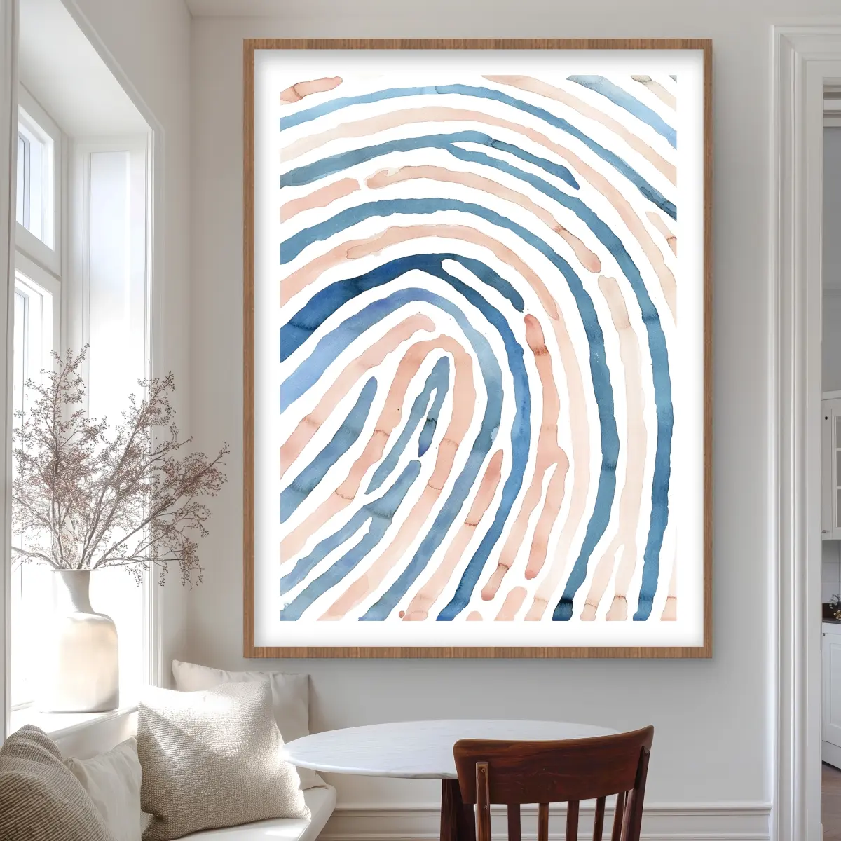 Begin Home Decor C1FM3648D0767E 36 x 48 in. Fingerprint - Framed Matted-Print Wall Art - Unique Home Decor Art