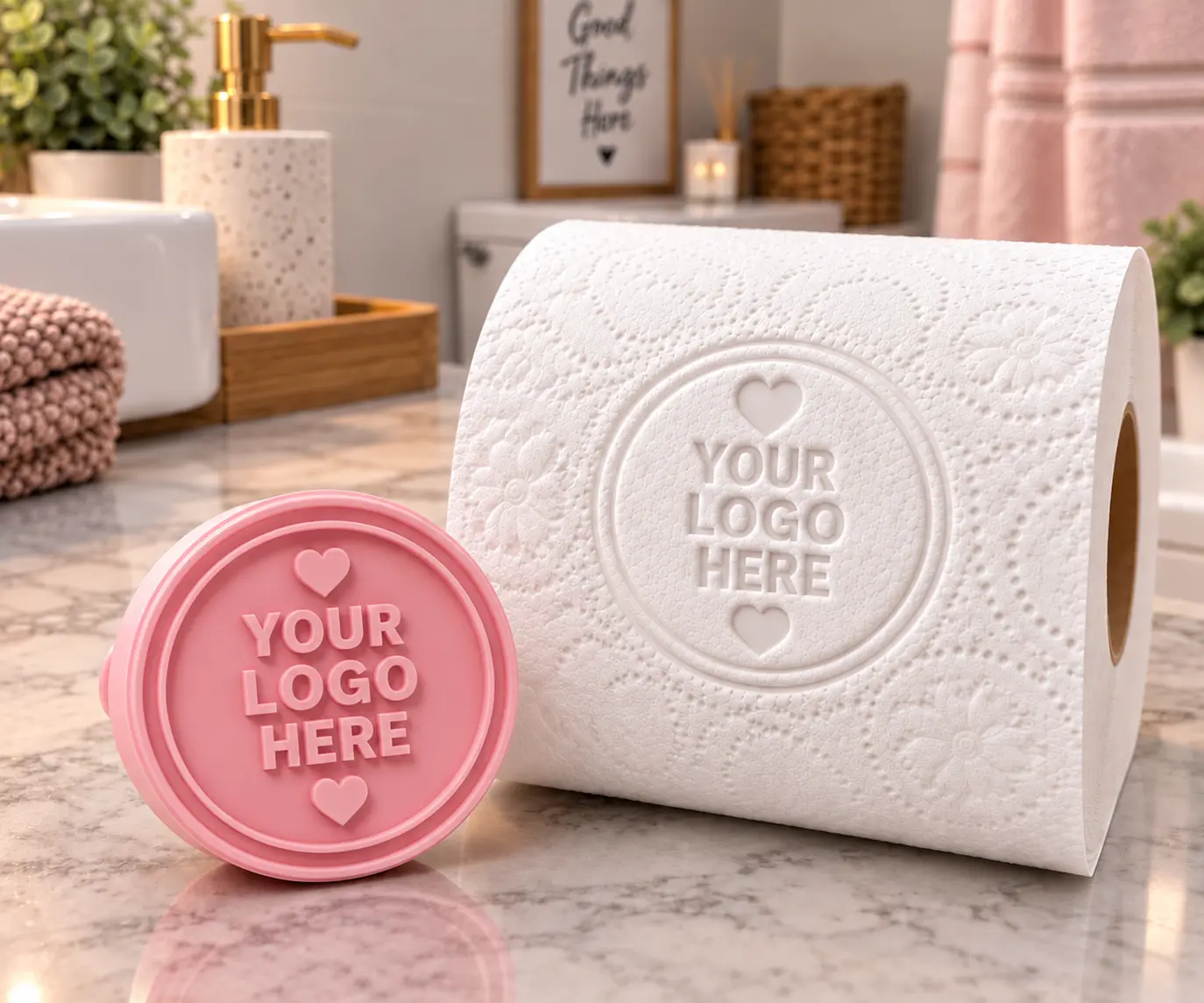 Custom Logo Embosser Stamp for Toilet Paper – Reusable Ink-Free Press for Cleaning Businesses, Airbnb & Hotels