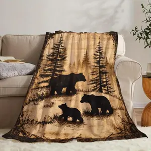 Soft Funny Throw Blanket Cozy Boho Bear Lightweight Flannel Fleece,All-Season Warmth For Living Room & Bedroom Comfortable Warm Napping Throw Gift Idea