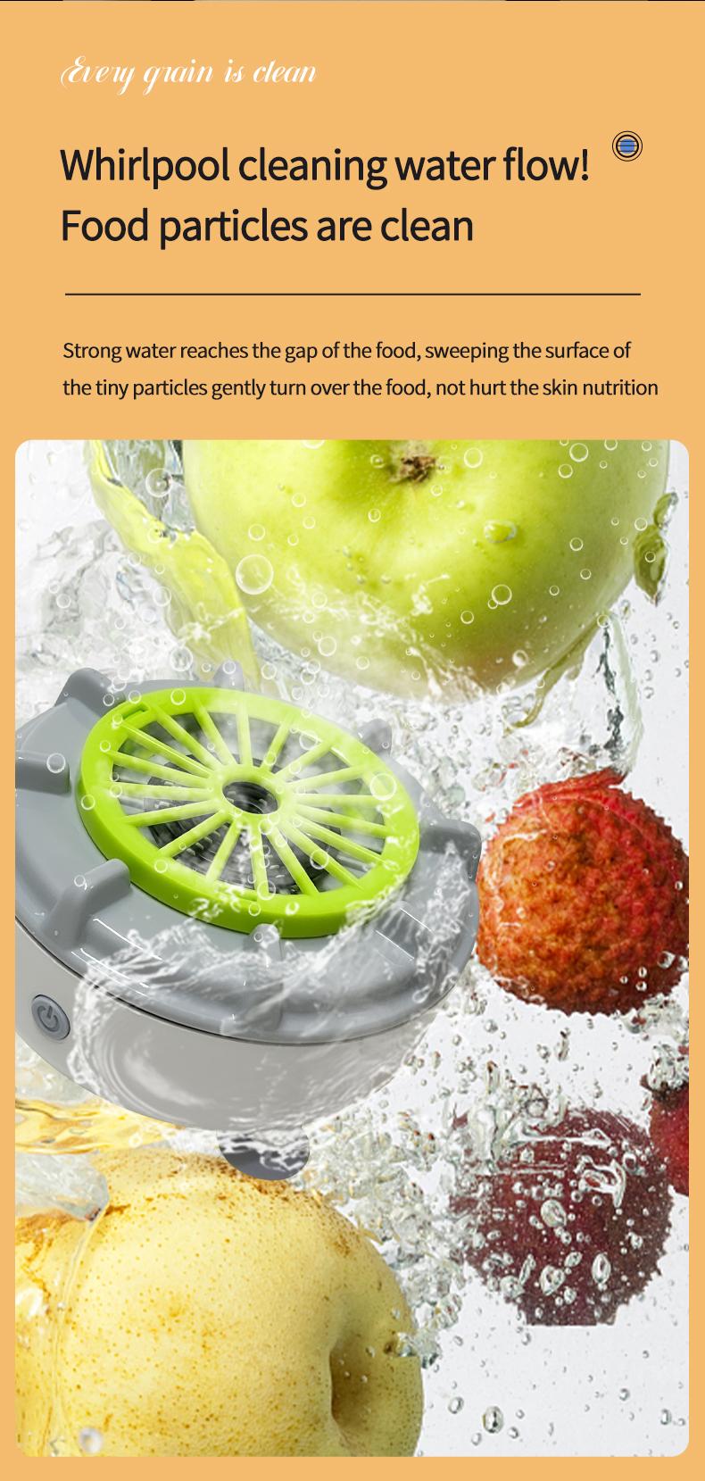 Fruit and Vegetable Cleaning Machine, Rotatable Fruit and Vegetable Purifier, USB Wireless Food Purifier, Vegetable and Fruit Cleaner Device with Water Rotator and OH ion Purification Technology for Fruits, Meat