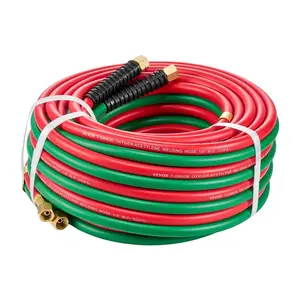 【Summervibes】VEVOR Oxygen Acetylene Hose, 1/4-Inch x 50FT Oxy Acetylene Hose with 9/16"-18 B Fitting, 300PSI T Grade Welding Cutting Torch Twin Hose, Compatible with Oxygen, Acetylene, Propane and Other Fuel Gases