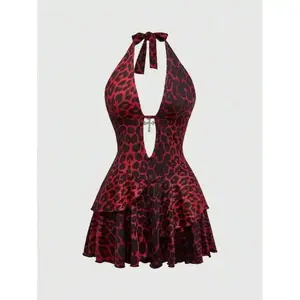 Women’s Halter Cutout Mini Dress Backless Slim Fit Party Dress