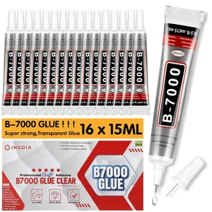 Rhinestone Glue Clear 16 PCS 15ml – Strong Transparent No Trace Jewelry Glue with Precision Tip, Quick Dry Multi-Purpose Adhesive for Nail Makeup Fabric Shoes Craft Phone Repair