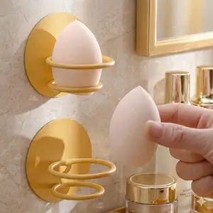 Multi-functional Detachable Makeup Sponge Holder & Hair Dryer Hanger, Rust-proof Iron Cosmetic Tool Organizer, Anti-mold Drying Rack for Bathroom Vanity Upgrade - Spring Essential Storage Solution