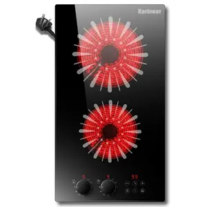 Karinear Portable Electric stove with Knob and Sensor Touch Control. 9 level high power, child safety lock,Portable Double Electric Burner. , Kitchen Appliances.