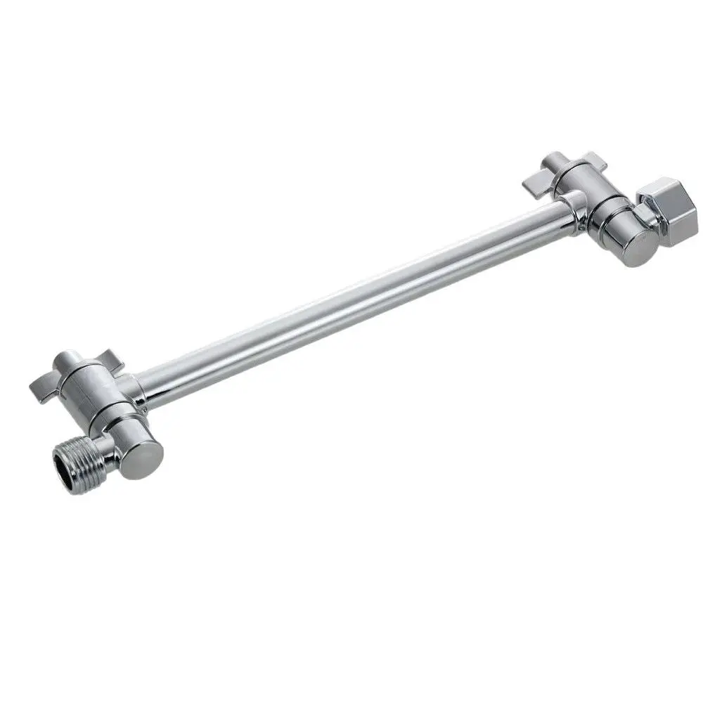 Heavy Duty Adjustable Shower Arm, 11" Brass Extension with Gear Lock Teeth & Swivel Nut, Strong Load Support, No Sagging, Keeps Shower Head Straight, Leak-Free