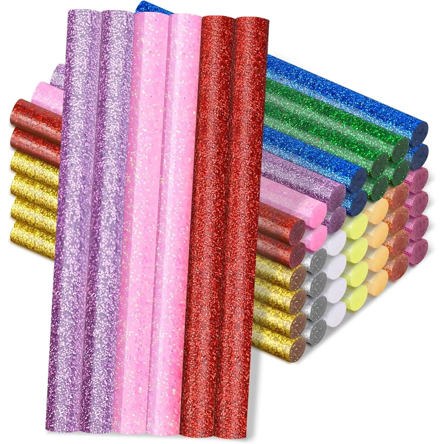 Glitter Color Hot Glue Stick, 48 count 0.27" Dia x 4" Long Mini Hot Melt Glue Sticks Colored, Adhesive EVA Glue Sticks Standard for Sealing Repairing  DIY Art Handmade Car Craft Decoration