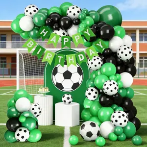 104pcs Football Balloon Arch Set, Latex Balloons with Happy Birthday Banner, Sports Party Decorations