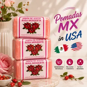 3x Rosa Mosqueta Solid Soap Bar - 100g Gentle Alcohol-Free Cleanser with Vitamins A & E, Daily Skincare Moisturizer for All Skin Types, Hydrating Nourishing Body & Facial Wash