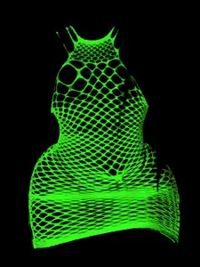Women's Glow in The Dark Fishnet Cover Up Bodysuit, High Stretch Casual Fashion Chic Hollow Out Swimsuit Bodystocking for Beach Holiday Vocation, Ladies Swimwear for All Seasons