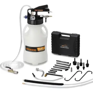 Transmission Fluid Pump - Pneumatic Transmission Fluid Extractor and Dispenser with 15 Metal ATF Adapters and  Gauge for Automotive Use, Transmission Fluid Transfer Pump Kit
