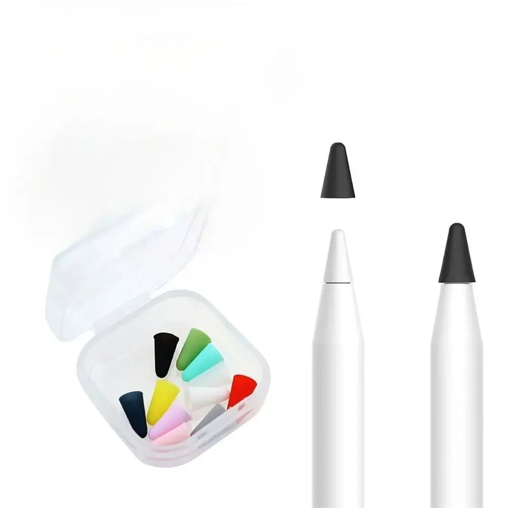 Random 8-Color Assorted Silicone Pen Tip Caps for Apple Pencil 1/2 Touchscreen Stylus Protective Covers - Anti-Slip Low-Resistance Pen Tip Protectors