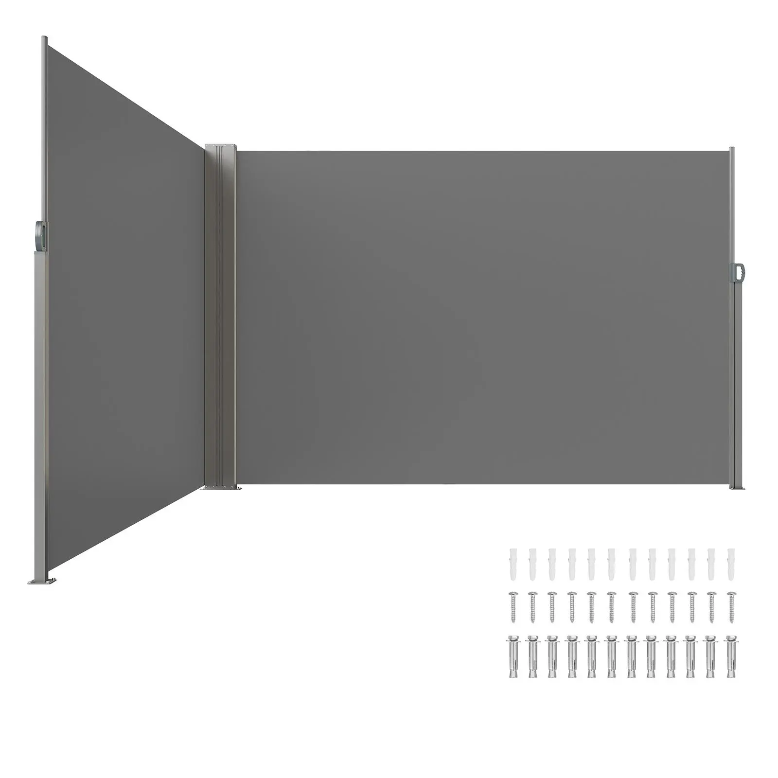 【BackToSchool】VEVOR Rectangle Retractable Side Awning, 79''x236'' Iron Stable 180g Polyester Waterproof UV Block 30+ Privacy Screen, Outdoor Activities Room Divider for Patio, Balcony, Gray