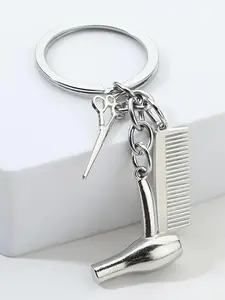 Hairdresser Scissors & Comb Design Keychain, Hair Stylist Keychain, Creative Metal Keychain for Men & Women for Daily Clothing Decor, Trendy All-match & Exquisite Keychain for Birthday Gift, Easy to Carry