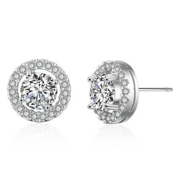 Unisex Solid Circle Zirconia Rhinestone Stud Earrings - 2-Piece Temporary Ear Piercings Plugs with Bling Effect, Zirconia Flash, Exquisite Look, Fashion All-Match Costume Jewelry, Party Accessory, Birthday Gift