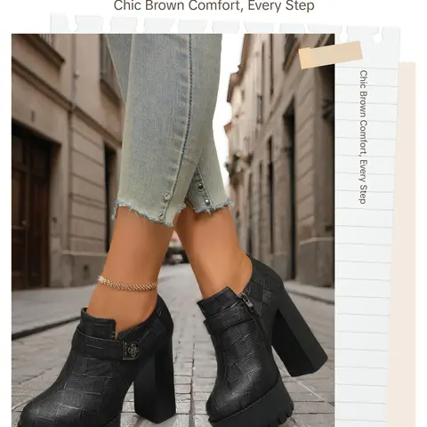 Women's Fashionable Solid Color Platform Chunky Heeled Rubber Boots, Casual Comfortable Ankle Bootie Boots for Daily Wear, Trendy All-match Boots for Women & Girls, Footwear, Platform Wedge Boots, Thick Heeled Boots