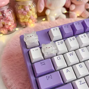 2pcs Cute Cat Keycaps for Mechanical Keyboard, Kawaii DIY Key Cap Set, Cherry Mx Switch Esc Replacement, Aesthetic Desk Decor, Gamer Gift