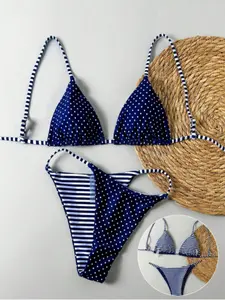 Women's Polka Dot Print Bikini Set, Casual Fashion Chic Swimsuit Set for Beach Holiday Vacation, Ladies Swimwear for All Seasons