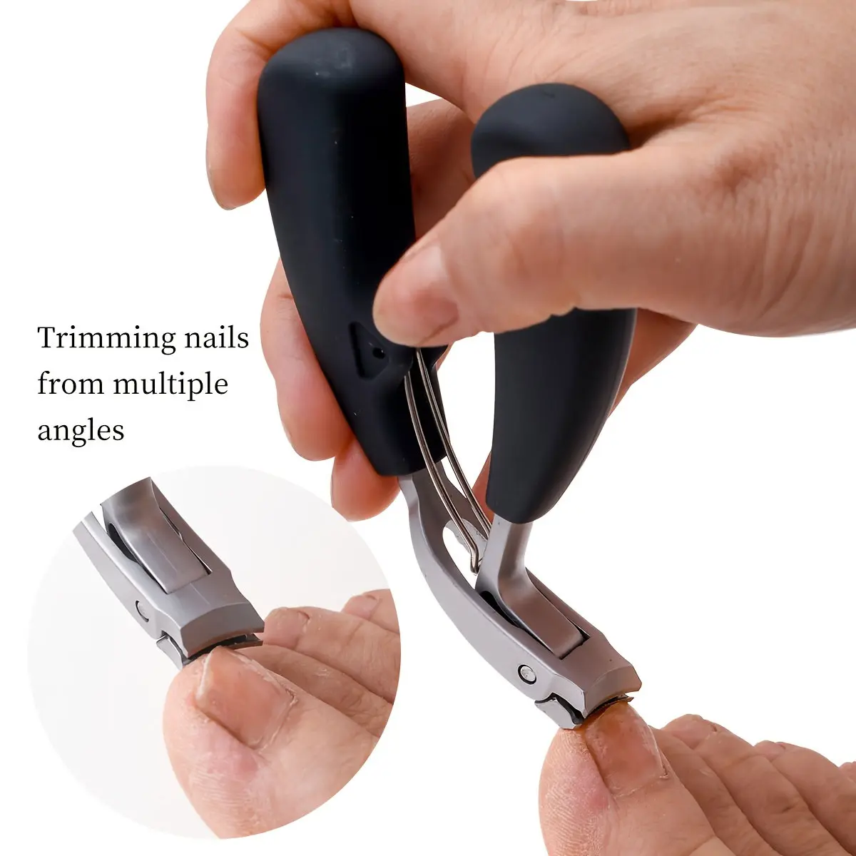 Premium Nail Clippers, Modern Design with Stainless Steel Blade, Concave Edge & Wide Opening for Thick Nails, Anti-Splash Long Handle, Arc Shape Cuticle Trimmer
