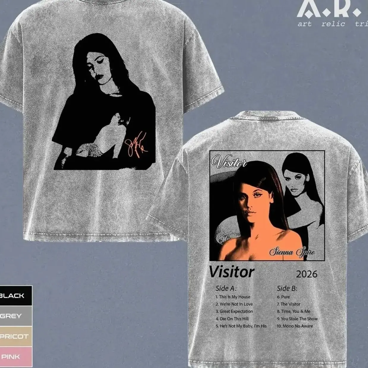 Sienna Spiro Washed Shirt, Visitor Album Tshirt, SINK NOW SWIM LATER Graphic Tee, Indie Pop Concert Merch, Vintage Music Wash T-Shirt, Trending Unisex Cotton T Shirt, Fan Gift Outfit, Fan Merch Apparel YW9 RZI