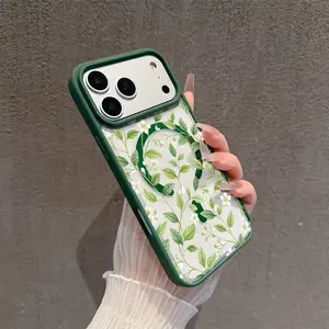 Floral Whisper Green Magnetic MagSafe Snap Case for iPhone 17/16 Pro Max 15 Pro 14 13 12 Mini 11 XR XS Plus SE Shockproof Slim Protective Cover