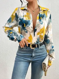 Plus Size Women's Woven Fitted Printed Shirt Blouse, Casual Fashion Top, Comfortable Fit, Stylish Design, Perfect for Daily Wear & Office Use