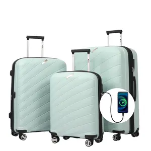 UIIMIII 3 Piece Set Luggage with USB Slot to charge phone, Hard-shell, Expandable, Lightweight, 360 Spinner Wheels & Built-in TSA Approved Lock